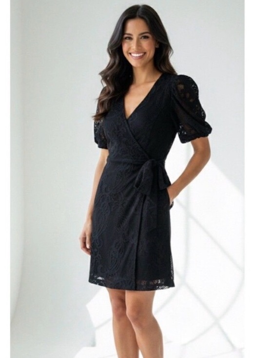 Lilly Pulitzer Pants - Lilly Pulitzer Black Lace Wrap Romper size M